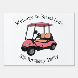 Golf cart / golf buggy cartoon illustration sign