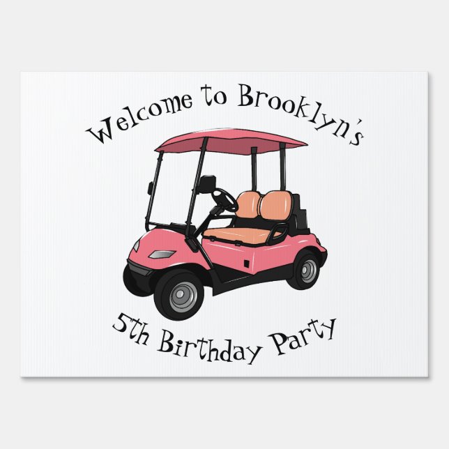 Golf cart / golf buggy cartoon illustration sign (Front)