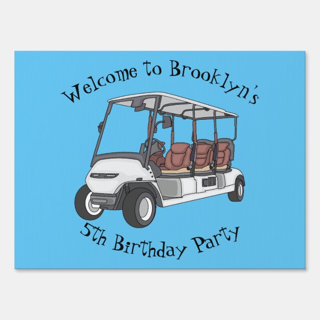 Golf cart / golf buggy cartoon illustration  sign (Front)