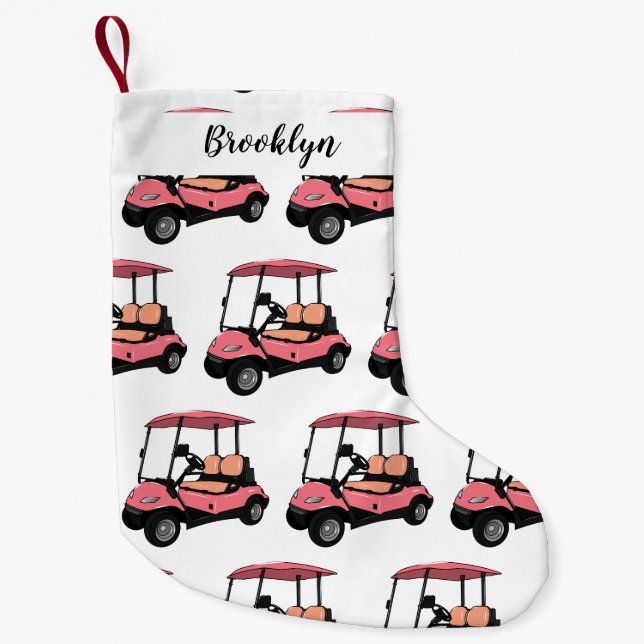 Golf cart / golf buggy cartoon illustration small christmas stocking (Front)