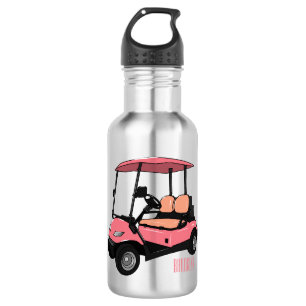 Golf cart / golf buggy cartoon illustration stainless steel water bottle