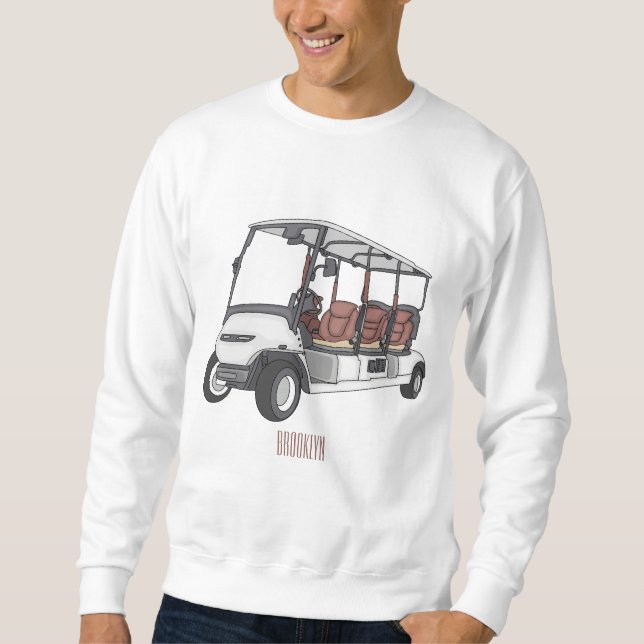 Golf cart / golf buggy cartoon illustration  sweatshirt (Front)