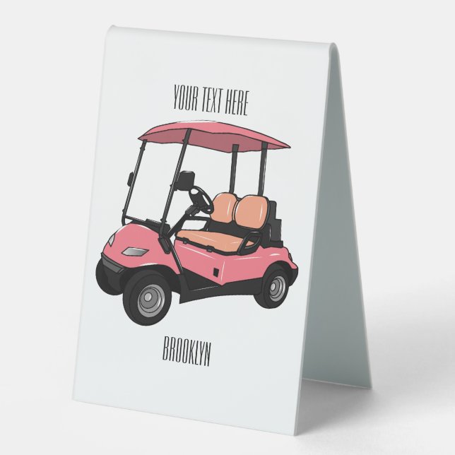 Golf cart / golf buggy cartoon illustration table tent (Front)