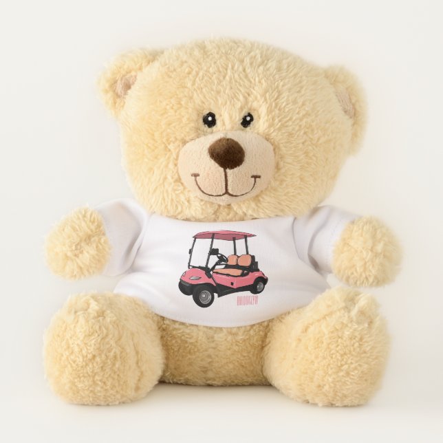 Golf cart / golf buggy cartoon illustration teddy bear (Front)