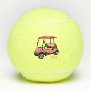 Golf cart / golf buggy cartoon illustration tennis balls