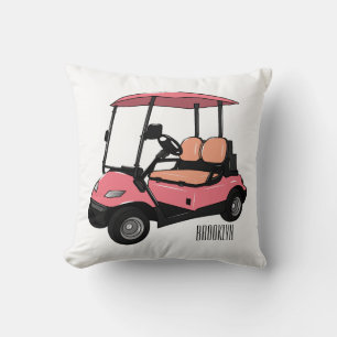 Golf cart / golf buggy cartoon illustration throw pillow