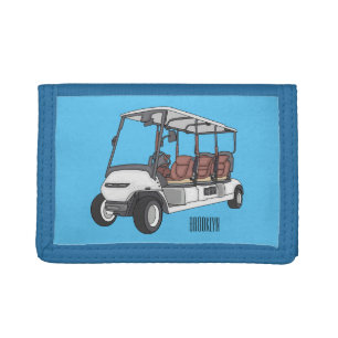Golf cart / golf buggy cartoon illustration tri-fold wallet