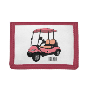 Golf cart / golf buggy cartoon illustration tri-fold wallet