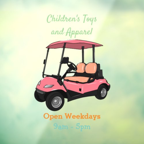 Golf cart  golf buggy cartoon illustration window cling