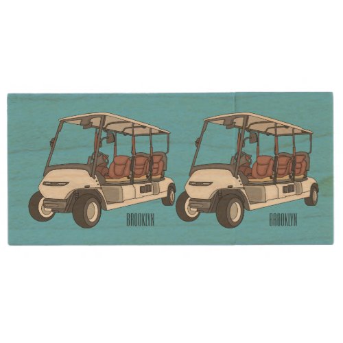 Golf cart  golf buggy cartoon illustration wood flash drive