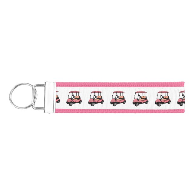 Golf cart / golf buggy cartoon illustration wrist keychain (Keys on Left)