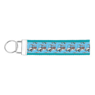 Golf cart / golf buggy cartoon illustration wrist keychain