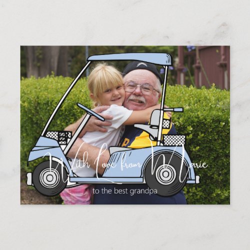 Golf Cart Grandpa Grandson Photo