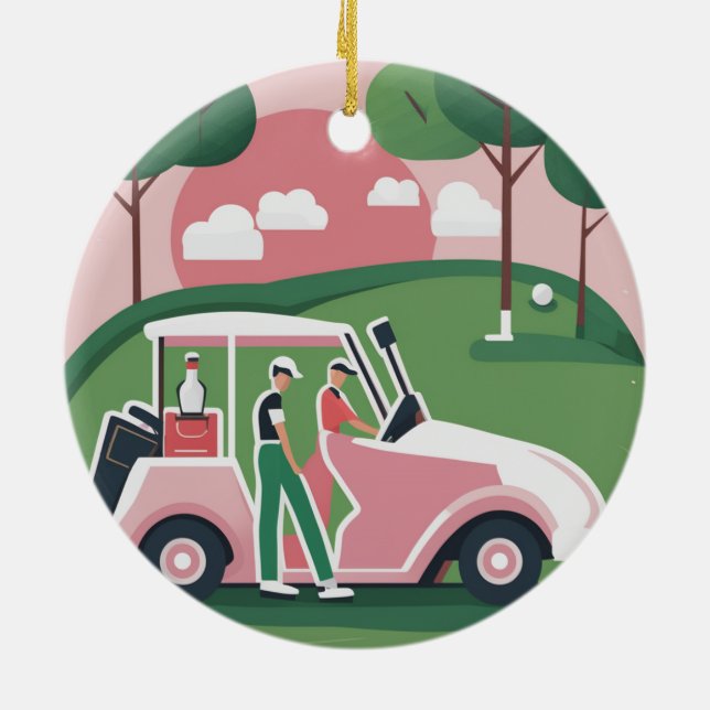 Golf Cart Graphic Ornament | Free Personalization (Back)