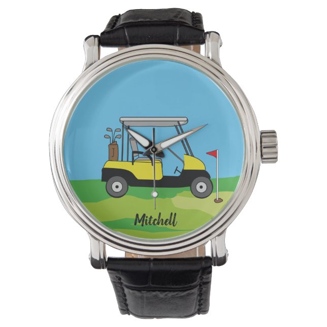 Golf Cart & Green Course Personalized  Watch (Front)