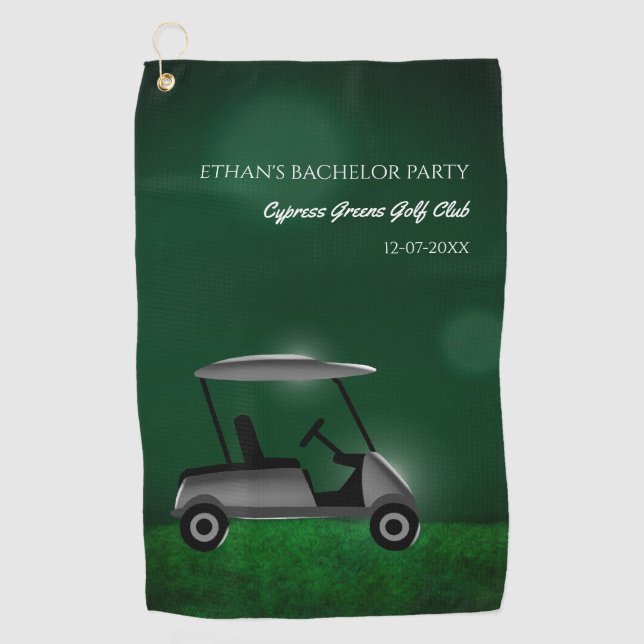 Golf cart green golf course golf bachelor party go golf towel (Front)