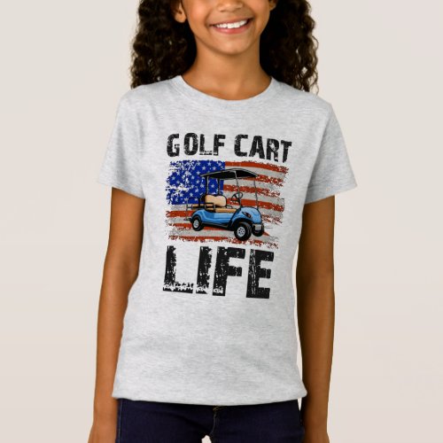 Golf Cart Life Funny Golf Cart With Usa Flag   T_Shirt