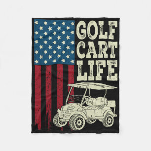 Golf Cart Life Shirt Men Women Kids American Flag Fleece Blanket