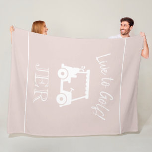 Golf Cart Live to Golf Monogrammed Chic Pink Fleece Blanket