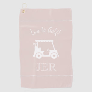 Golf Cart Live to Golf Monogrammed Chic Pink Towel