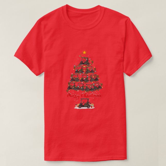 Golf Cart Lover Xmas Lighting Santa Golf Cart Chri T-Shirt (Design Front)