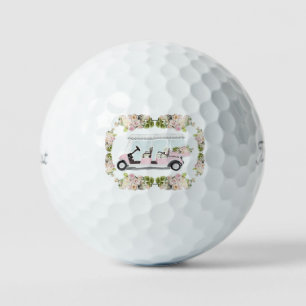 Golf Cart Pink Floral  Balls