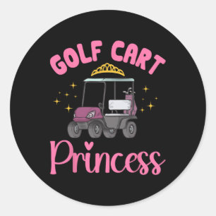 Golf Cart Princess Golfing Golfer Golf Cart Classic Round Sticker