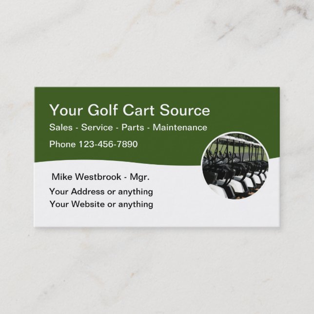 Golf Cart Sales And Service Business Cards (Front)
