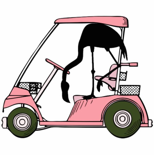 Golf Cart Shape Funny Flamingo Golf Caddy Cutout