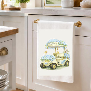 Golf Cart Tea Towel Floral Lady Golfer Gift
