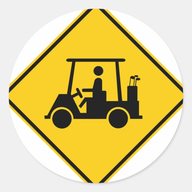 Golf Cart Traffic Highway Sign Classic Round Sticker (Front)