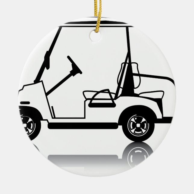 Golf Cart white Ceramic Ornament (Front)