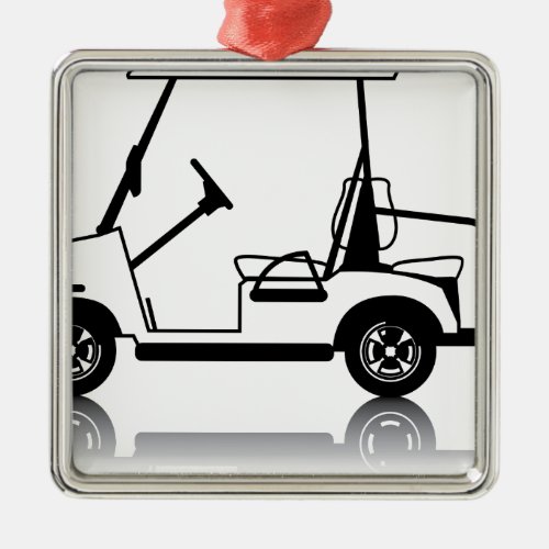 Golf Cart white Metal Ornament