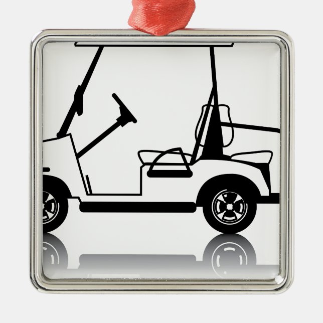 Golf Cart white Metal Ornament (Front)