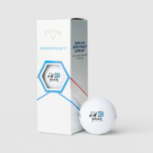 Golf-Cart with Custom Blue Initial Mark Golf Balls