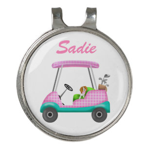 Golf Cart With Cute Cavalier King Charles Spaniel  Hat Clip