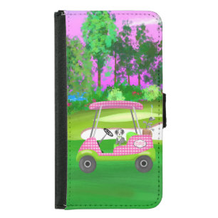Golf Cart With Cute Schnauzer And Initials Samsung Galaxy S5 Wallet Case