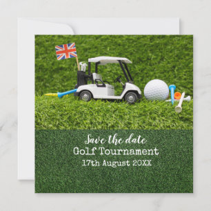 Golf Cart with England Flag Save the Date