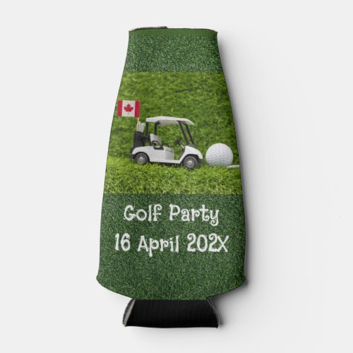 Golf cart with flag of Canada for golfer party Bottle Cooler
