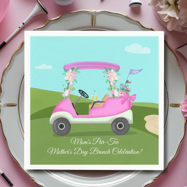 Golf Cart With Mimosas Mother's Day Brunch Napkins (Creator Uploaded)