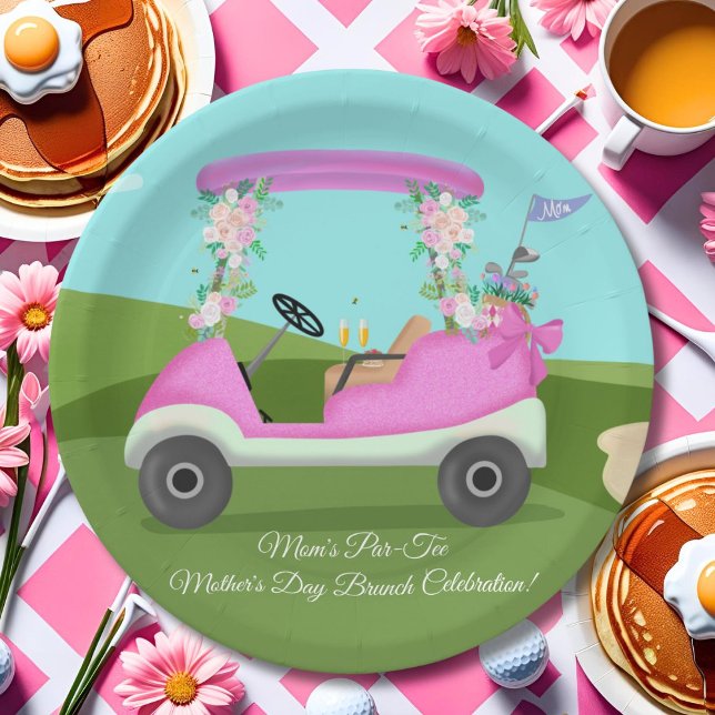 Golf Cart With Mimosas Mother's Day Brunch Paper Plates (Creator Uploaded)