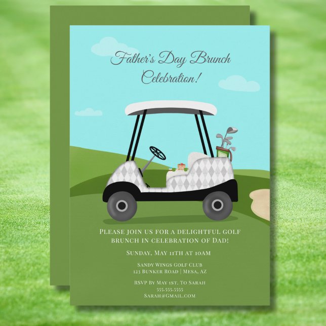 Golf Cart With Pancakes Father's Day Brunch Invitation (Creator Uploaded)