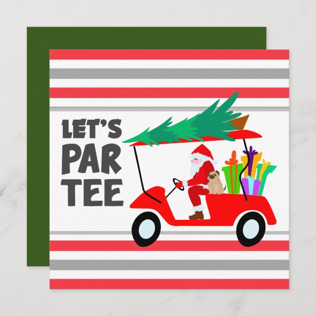  Golf cart with Santa Claus Let Par Tee Golfer   (Front/Back)