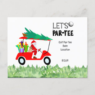 Golf cart with Santa Claus Let Par Tee Golfer Postcard