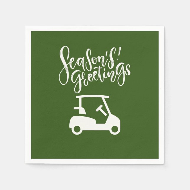  Golf cart with Season's Greeting on green   Napkins (Front)