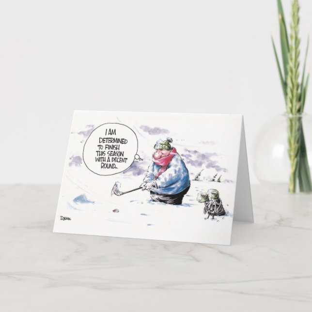 Golf cartoon greeting card: Determined to finish Card (Front)