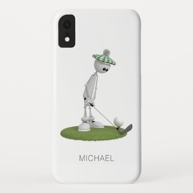 Golf Cartoon Tee Off Personalized Name | Golf Case-Mate iPhone Case (Back)