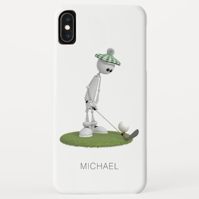 Golf Cartoon Tee Off Personalized Name | Golf Case-Mate iPhone Case (Back)