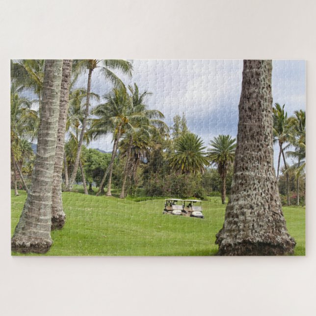 Golf Carts at Poipu Bay, Kauai, Hawaii Jigsaw Puzzle (Horizontal)