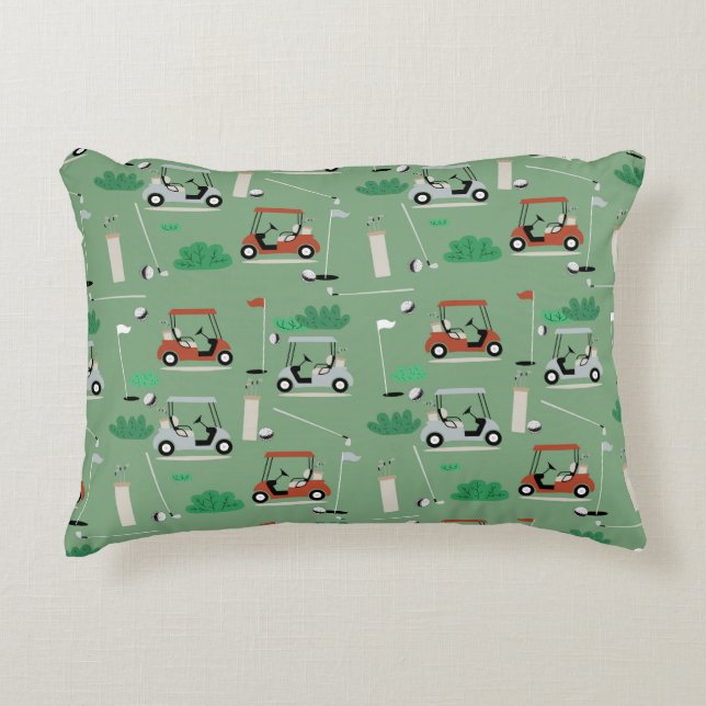Golf Carts Modern Golfer Golf Theme Pattern Accent Pillow (Front)